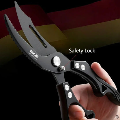 Heavy duty Kitchen scissors Black titanium Scissors Multi-purpose Sharp Cutting Chicken Duck Goose Meat Vegetables Fish