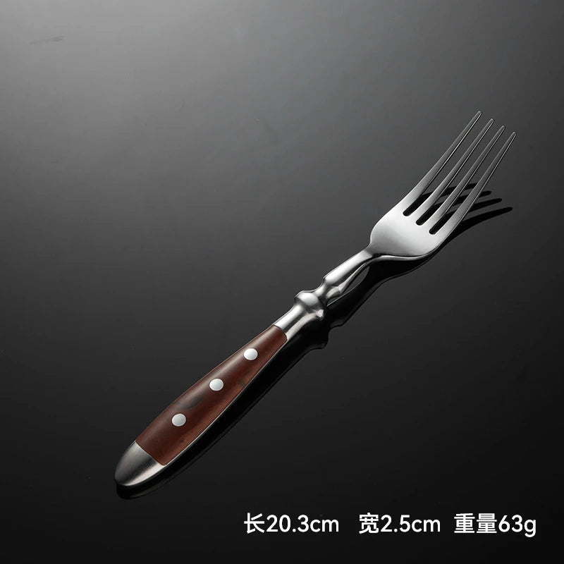 6-piece stainless steel tableware set, including knife fork and spoon set, kitchen knife and dining utensils such as steak knife