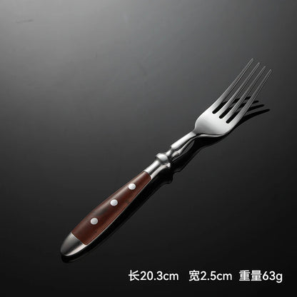 6-piece stainless steel tableware set, including knife fork and spoon set, kitchen knife and dining utensils such as steak knife