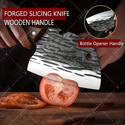 WXCOO Kitchen Knife for Cooking BBQ Lamb Beef Meat Cleaver Fruit Slicing Hand forged Butcher Knife Magnetic Knife Holder Set
