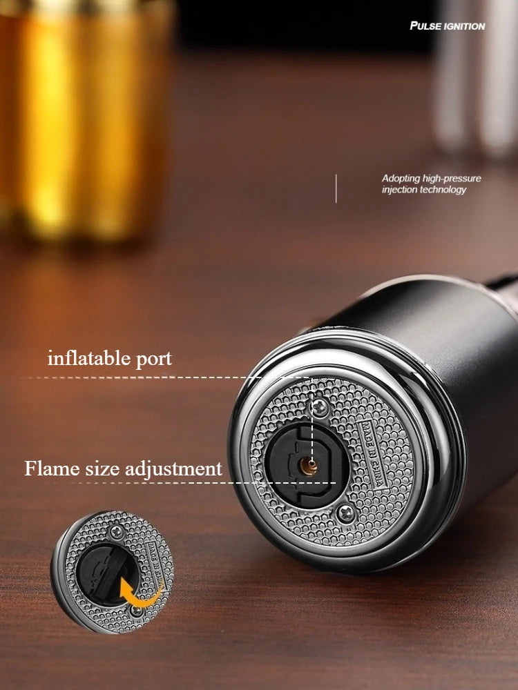 Butane Torch Gas Lighter Windproof Metal Inflatale Smoking Accessories and Outdoor Cigar Ignition Tool High Flame Flamethrower
