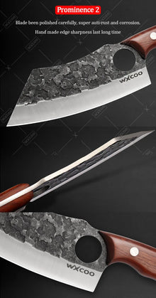 WXCOO Handmade Forged Knife Butcher Cleaver Knife Meat Cutting Japanese Kitchen Pork Bone Shaving Knives Boning Knife