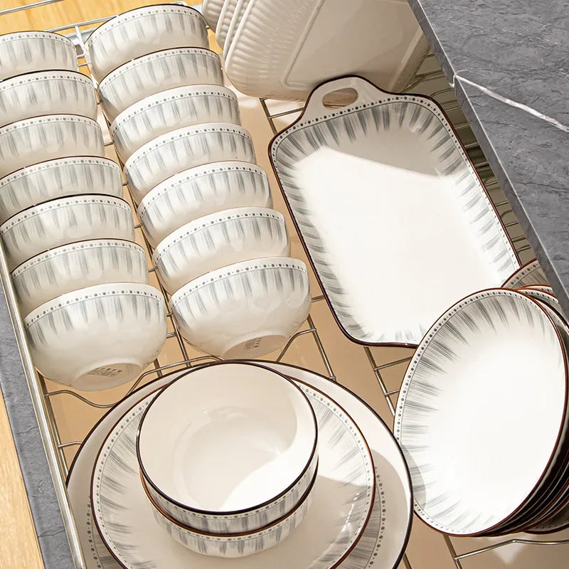 Simple Ceramic Bowl, Combination, Underglaze Color,  Tableware