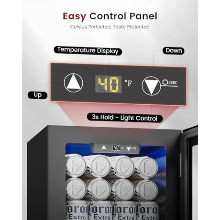 24 Cans Beverage Refrigerator Cooler - Mini Fridge with Digital Temperature Control, Soda Wine Beer Drink Fridge for Office Hom