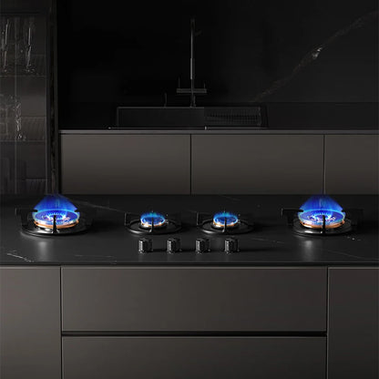 Premium Built-in NG Gas Cooktop 4-Burner 5.2KW Copper Flame Failure Protection Panel-Ready for Custom Kitchen