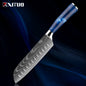 Stainless Steel Chef Knife Kitchen Knife Set 1-8Piece Razor-Sharp Paring Knife, Boning Knife, Santoku Knife, Blue Resin Handle