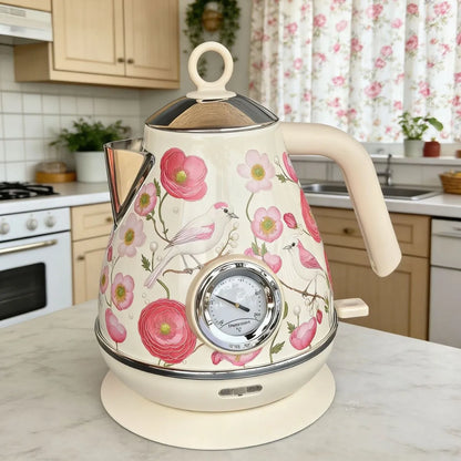 1.7L Retro Paint Electrc Kettle With Temperature Display Boiling Water Auto Power Off 304 Stainless Steel Teapot Kitchen Tools