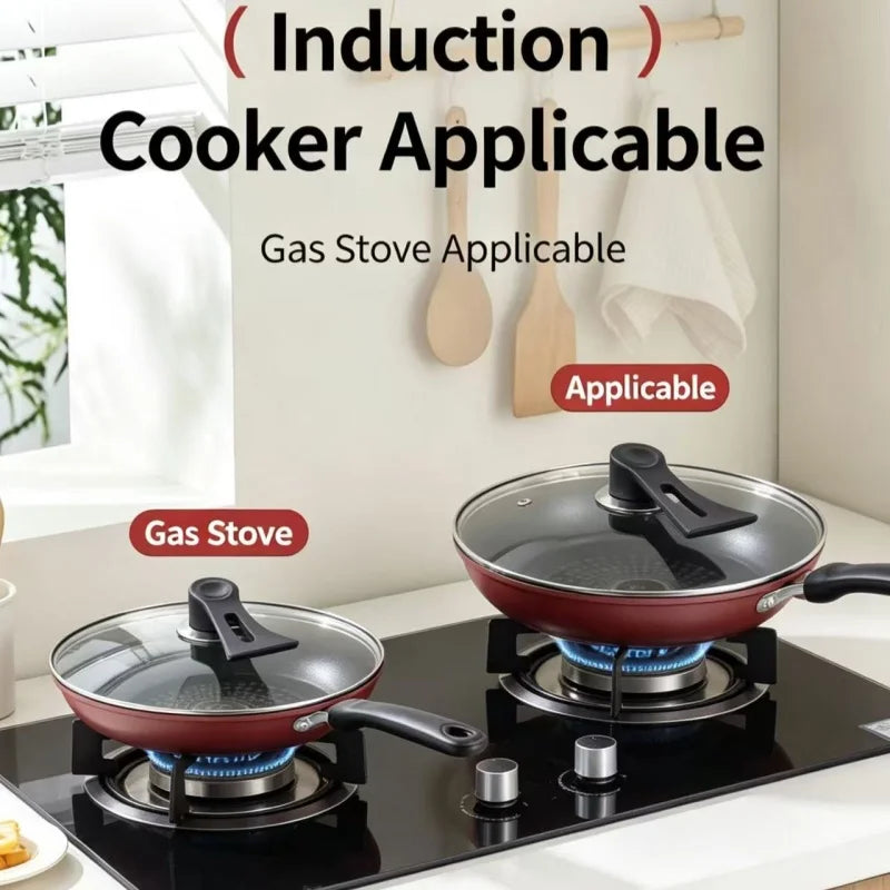 Non-Stick Cast Iron Frying Pan with Lid, Household Non-Stick Oil-Retaining Steak Frying Pan, Pancake Pan, Small Pan, Special Pan for Hand-Grabbed Pancakes, Frying Pan