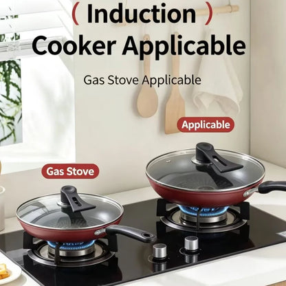 Non-Stick Cast Iron Frying Pan with Lid, Household Non-Stick Oil-Retaining Steak Frying Pan, Pancake Pan, Small Pan, Special Pan for Hand-Grabbed Pancakes, Frying Pan