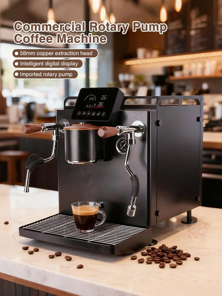 Commercial Espresso Machine 9 Bar Rotary Pump E61 Brewing Head Coffee Machine 3000w Double Boiler Coffee Maker