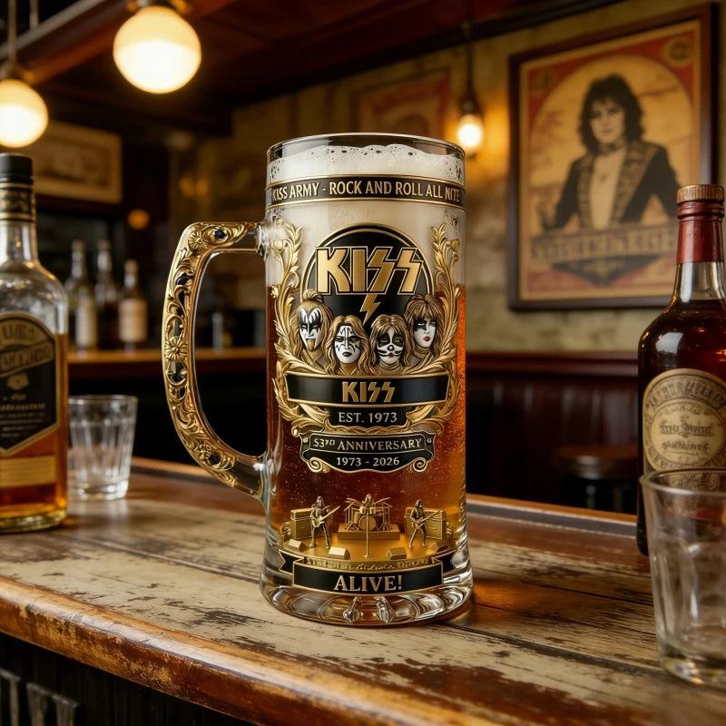 KISS 53rd Anniversary Commemorative Beer Mug Collectible Glass Tankard Barware Gift