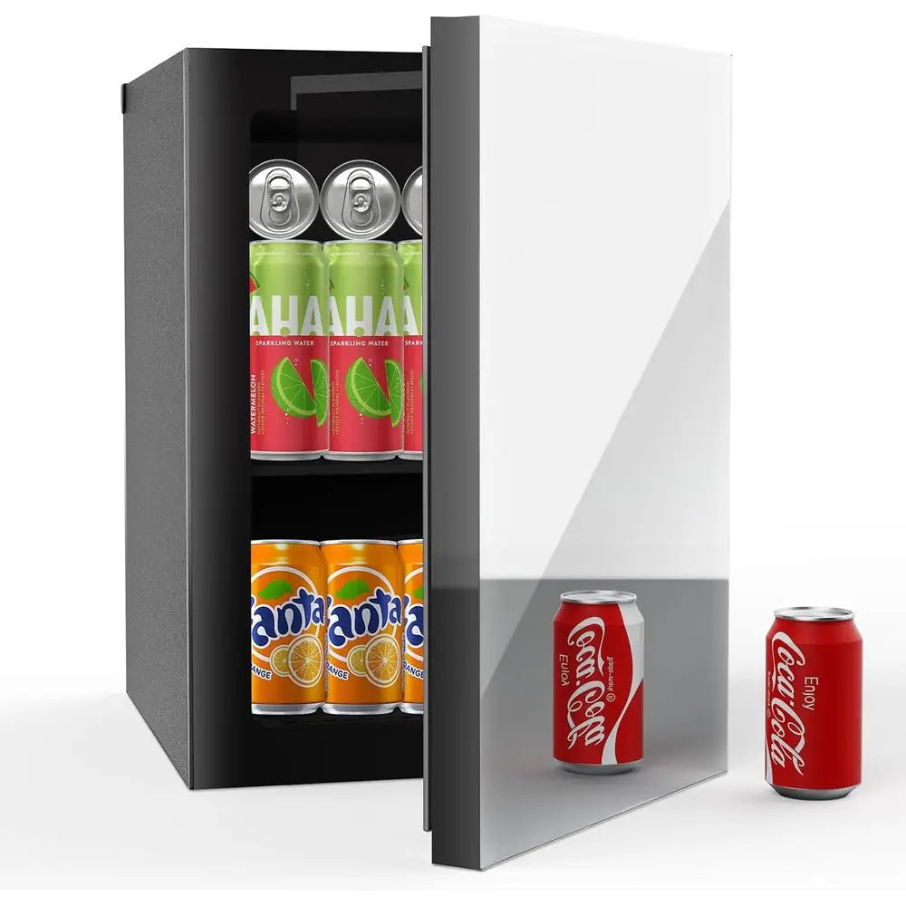 Compact 0.9 Cu.ft Mini Fridge with Adjustable Shelves & Mirror Door for Beverages and Cosmetics, Ideal for Countertop Use in Bed