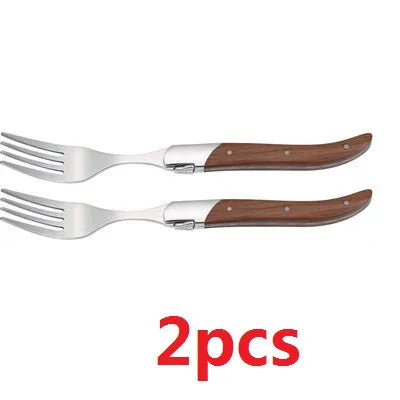 2/4/6/10pcs 8.25inch Laguiole Steak Knives Wood Cutlery Tableware Korean Japanese Dinnerware Rose Wooden Handle Dinner Forks