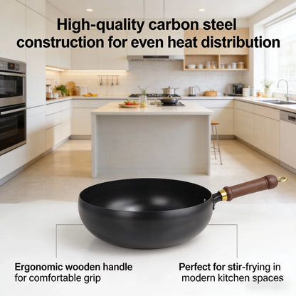 Zhangqiu pot home frying pan uncoated frying pan soup frying cooking pan cooker universal.
