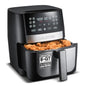 Digital air fryer for home kitchen use, aluminum nonstick black basket, sleek black finish, XL capacity with 12 one-touch prese