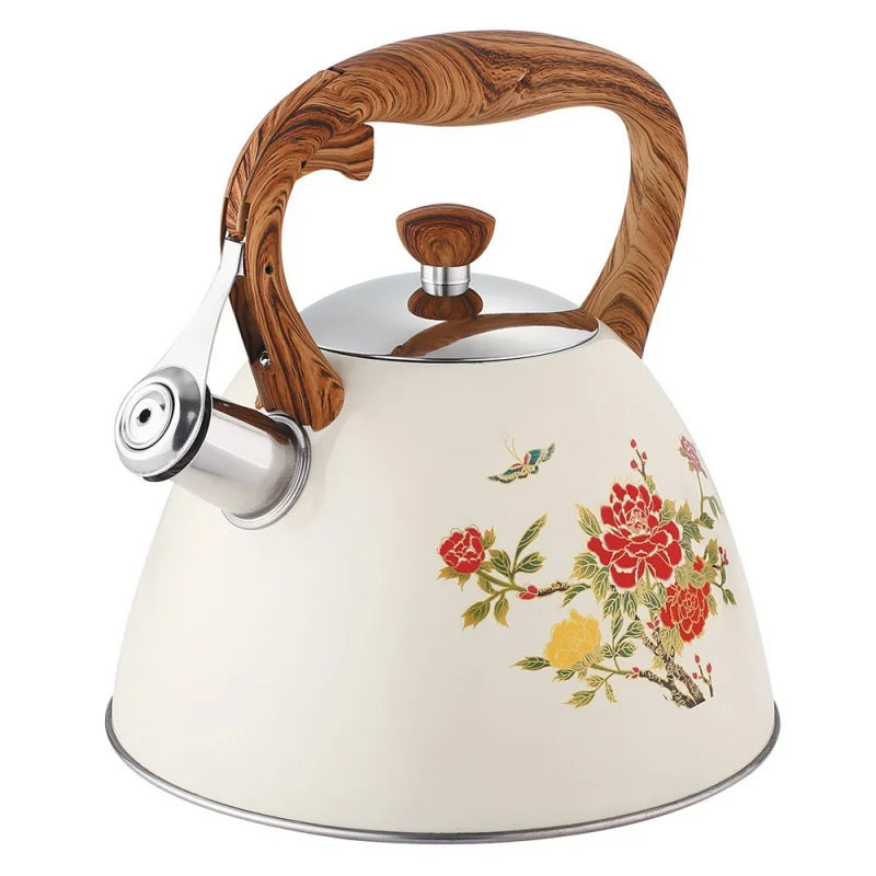 3L Color-Changing Flower Whistling Kettle, Stainless Steel Visual Alert When Water Boils, for Induction & Gas