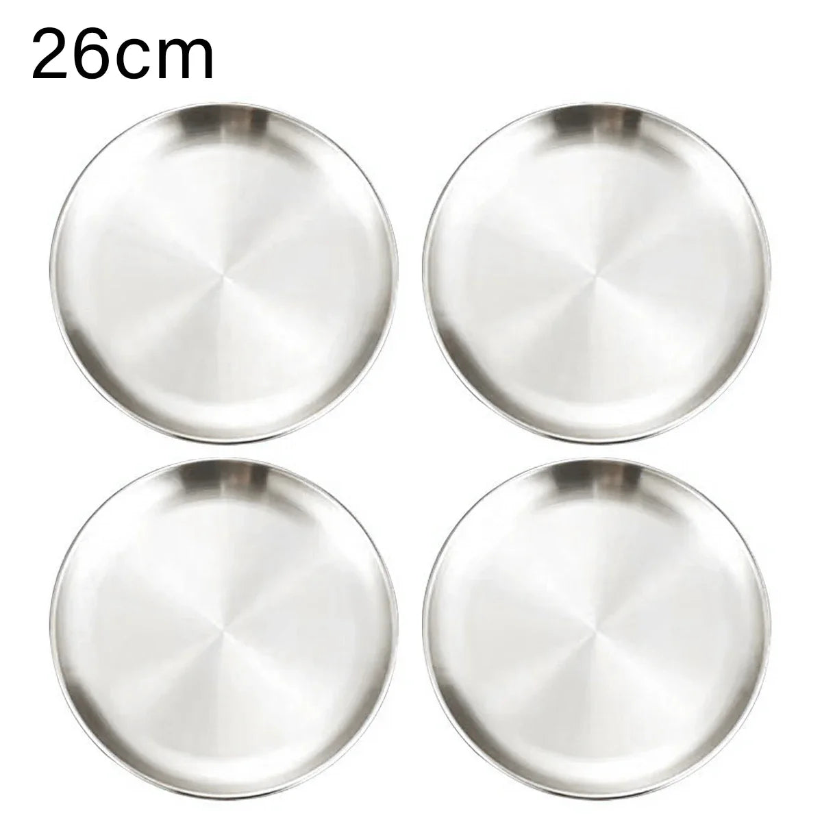 4Pcs Stainless Steel Plate Tray, Dining Tray, Steak Plate, Barbecue Plate, Korean Stainless Steel Circular Barbecue Plate