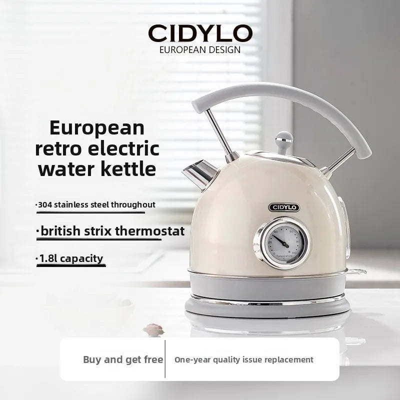 220V European Style Electric Kettle Vintage Red High Capacity ABCDFEG