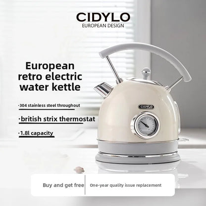 220V European Style Electric Kettle Vintage Red High Capacity ABCDFEG
