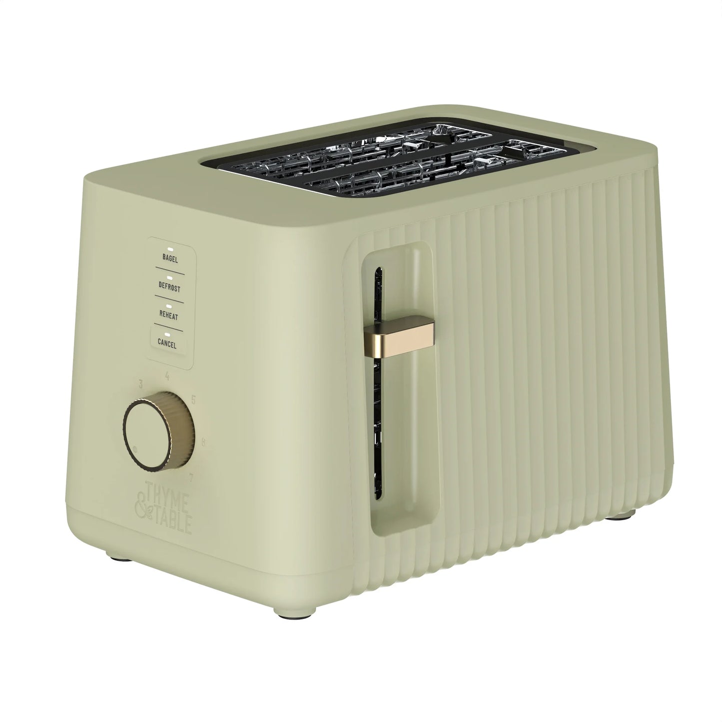 Thyme & Table 2-Slice Toaster, Extra-Wide Slots with Removable Crumb Tray, Sand White