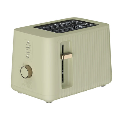 Thyme & Table 2-Slice Toaster, Extra-Wide Slots with Removable Crumb Tray, Sand White