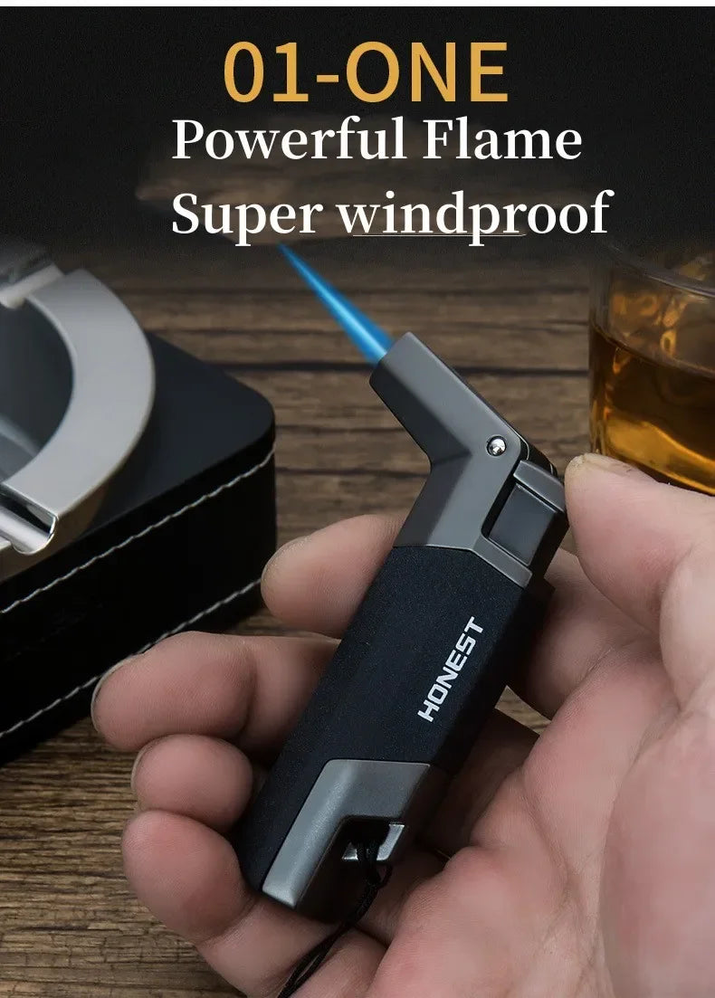 New Metal Cigar Lighter Windproof Flame Turbo Lighter Welding Torch Butane Gas Cigar Lighters Gift Spray Gun Kitchen Outdoor BBQ