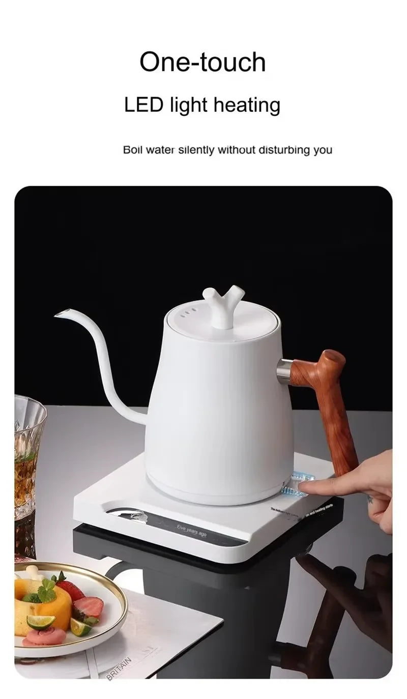 TINSOL 1L Electric Gooseneck Kettle, Manual Brewing Coffee Pot, Smart Teapot, Temperature Control Kettle, 1200W Fast Heating