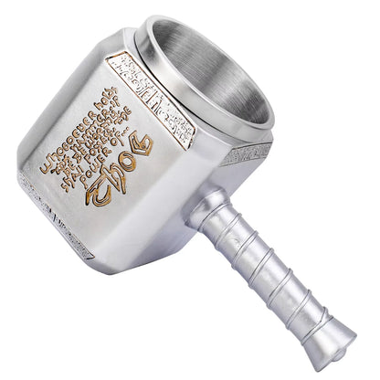 Thor Hammer Mug Norse Mythology Mjolnir 3D Coffee Cup 450ml Sculpted Stainless Steel Resin Beer Mug Tankard Birthday Gift