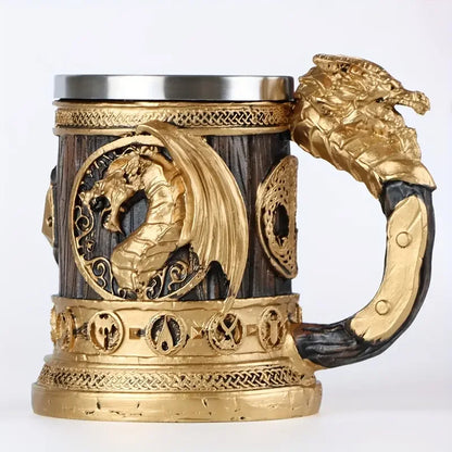 1pc Retro golden wing dragon stainless steel water cup, creative resin cup, summer drink cup, coffee cup. Man, Father's Day gift