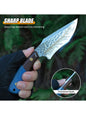 Damascus advanced straight knife, fixed blade, wooden handle and leather scabbard, easy to carry, fast cutting, loved by men