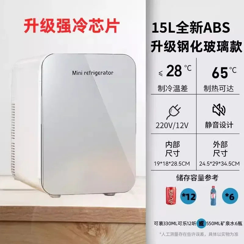 USB/220V Compact Portable Refrigerator for Cars, Dormitories, Beauty Masks, Makeup, and Breast Milk Storage DD