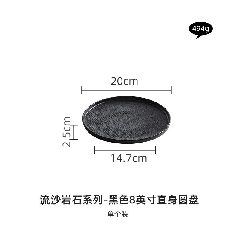 Black and white ceramic tableware, plates, plates, household eating bowls, soup bowls, high-end luxury Japanese tableware sets.