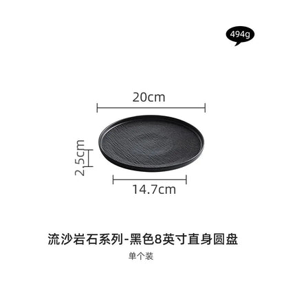 Black and white ceramic tableware, plates, plates, household eating bowls, soup bowls, high-end luxury Japanese tableware sets.