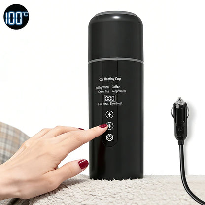 LED Digital Display Electric Heating Bottle Boil Water Mini Heated Kettle Car 12V 24V Travel 4 Gear Thermostatic Keep Warm Cup