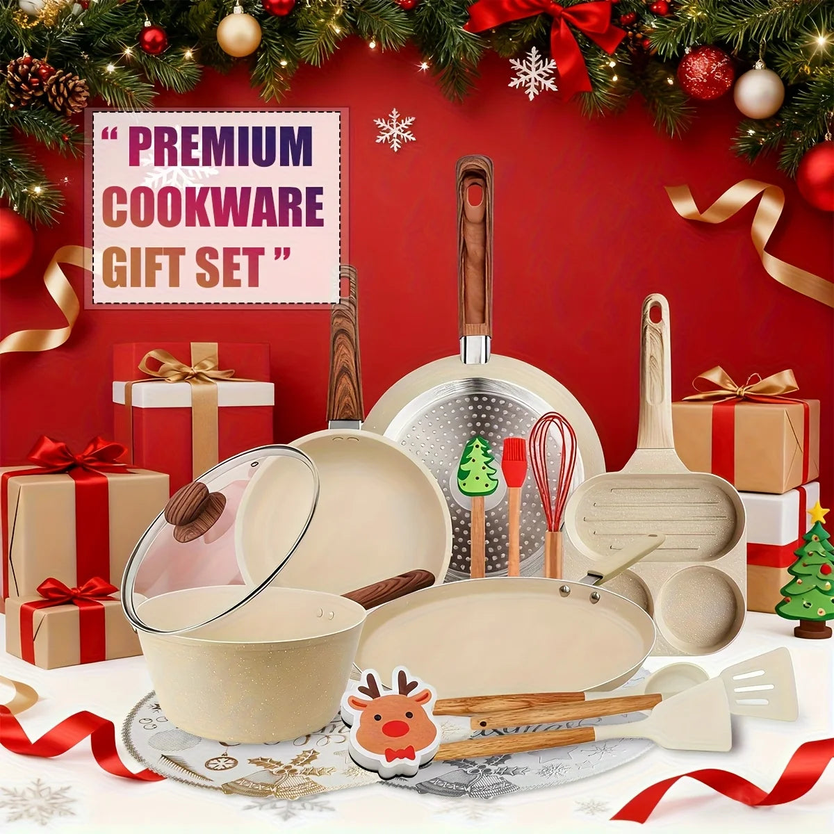 15/12/7pcs POTS And Pans Set, Non-stick Cookware Set, Induction Cookware Non-stick Cooking Set, Including Frying Pan, Pan, Steam