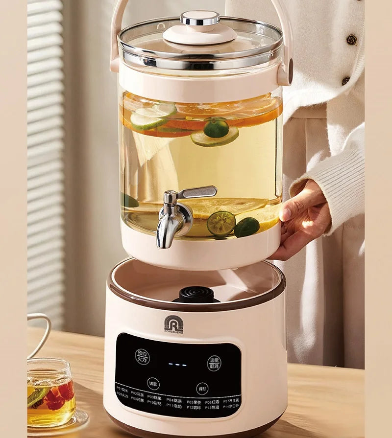 1200W/3L Home Electric Kettle Multifunctional Health Pot Glass Flower Teapot Soup Stew Pot Commercial Faucet Fruit Tea Bucket