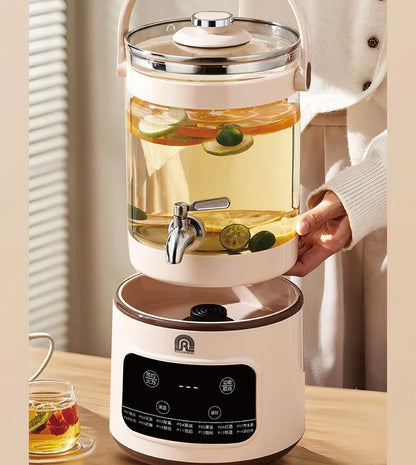 1200W/3L Home Electric Kettle Multifunctional Health Pot Glass Flower Teapot Soup Stew Pot Commercial Faucet Fruit Tea Bucket