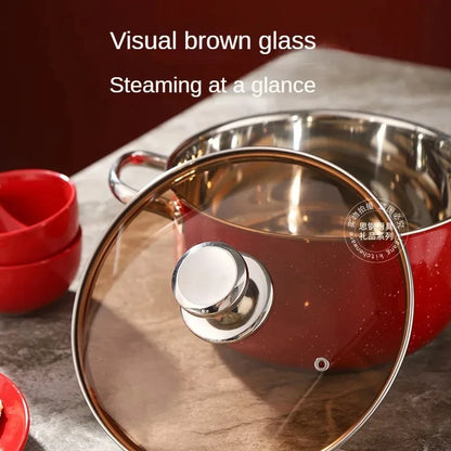 Korean single handle soup stew pot super thick polished non-magnetic bottom nonstick pan ramen pot home food cooking milk pot