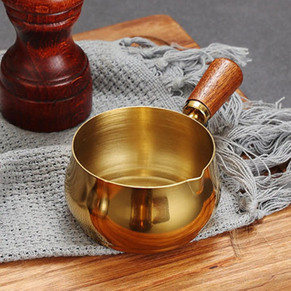 Sauce Pan Cooking Saucepan Mini Wooden Handle Boiling Pan Multiple Uses Non-Stick Sauce Frying Pan With Pour Spout Kitchen tools