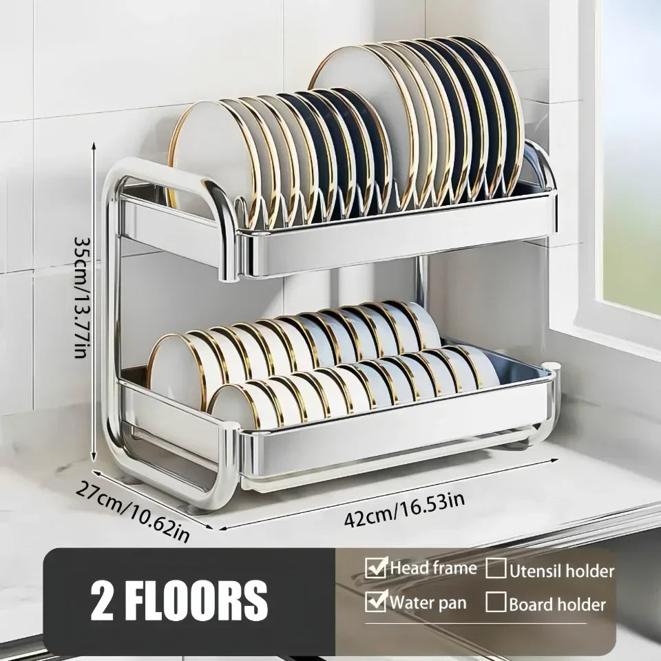 New C Type Dish Drying Rack 304 Stainless Steel Rustproof Kitchen Organizer Rack Bowl Drain Rack Kitchen Storage Shelf