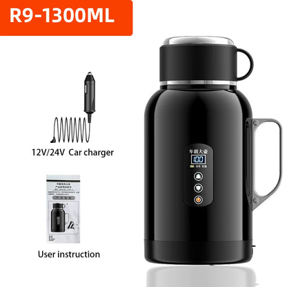 1.3L&1.5L Car Kettle 12V24V Truck Specific Heating And Insulation Integrated Intelligent 304 Stainless Steel Electric Kettle
