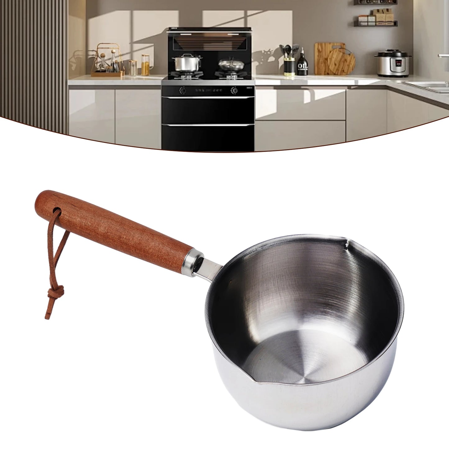 1pc 150/300/500ML Stainless Steel Mini Frying Pan Hot Oil Pan Hot Sauce Small Pot Cooking Butter Melting Pot Kitchen Supplies