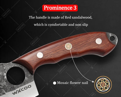 WXCOO Handmade Forged Knife Butcher Cleaver Knife Meat Cutting Japanese Kitchen Pork Bone Shaving Knives Boning Knife