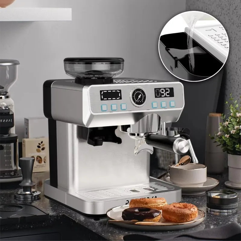 oo-New arrival Metal Professional Espresso Machine 20 Bar Commercial Espresso Machine With Grinder for Household Hotel