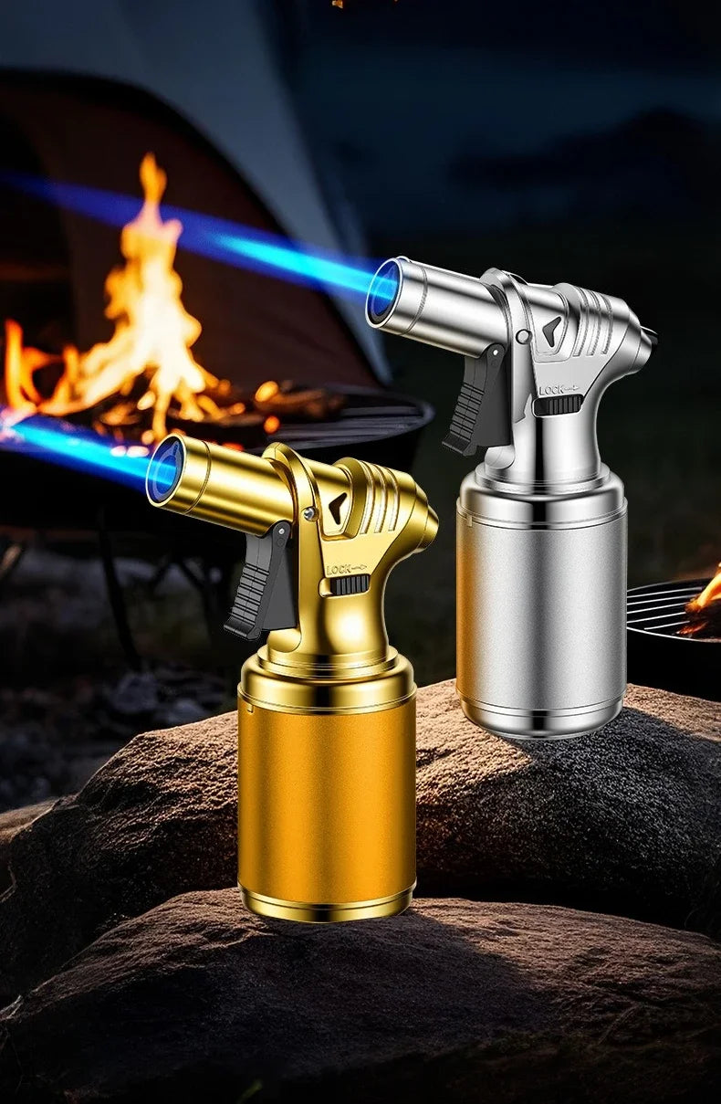 Butane Torch Gas Lighter Windproof Metal Inflatale Smoking Accessories and Outdoor Cigar Ignition Tool High Flame Flamethrower
