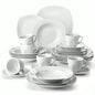 30Piece Porcelain Grey White Dinnerware Set,Serving Plates Dishes Set With Dinner Plates Soup Plates Dessert Plates Cups Saucers