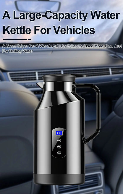Portable Car Hot Kettle 1.5L Large Capacity 304 Stainless Steel Portable Water Heater Auto Travel 12V 24V For Coffee Tea