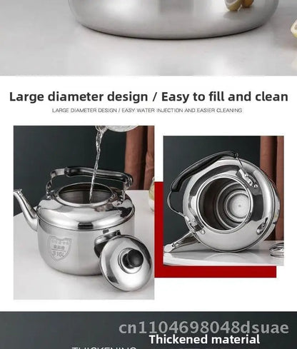Stainless Steel Whistle Water Kettle Large Capacity 7.5L Insulated for Home Use Compatible with Gas And Induction Cookers Tea