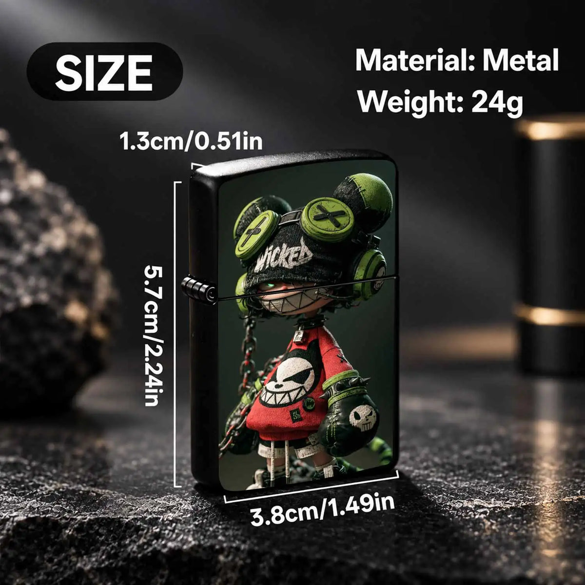 Trendy Street Hip-Hop Mouse-Ear Themed Lighter, Cool Stylish Portable Ignition Accessory, Perfect For Daily Outdoor Hangouts, Gatherings, Unique Exquisite Creative Gift For Trendy Collectors, Matches All Kinds Of Casual Scene