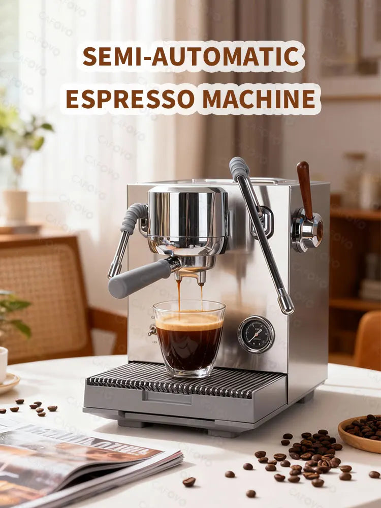 CAFOVO E120 Semi-automatic Espresso Machine ULKA Pump 9Bar OPV System 3 Boiler with OLED Display for Cafe Coffee Maker 220V